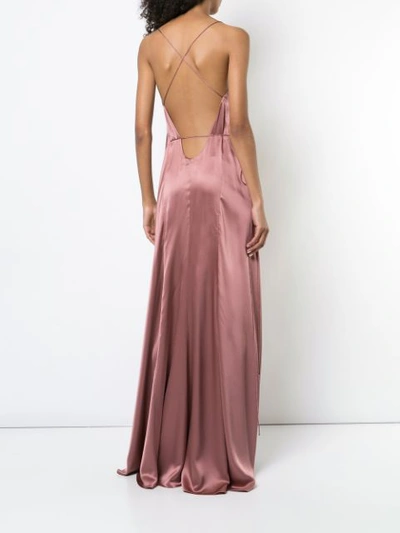 Michelle Mason Strappy Wrap Gown In Pink