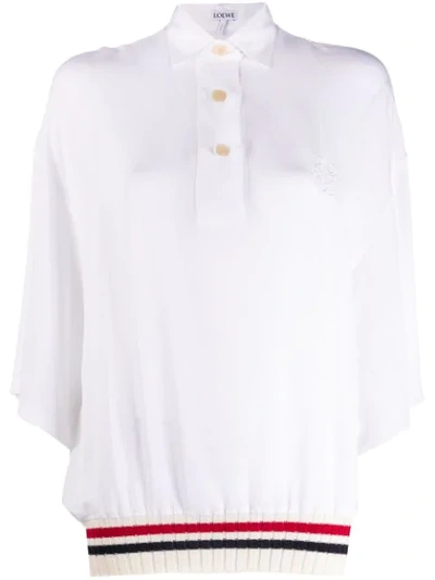 Shop Loewe Ribbed Trim Polo Shirt In White