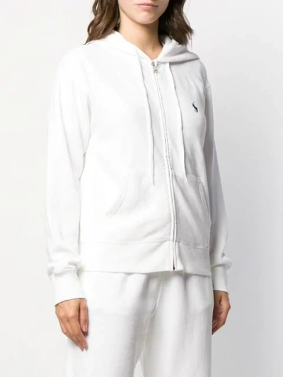 Shop Polo Ralph Lauren Logo Hoodie In White