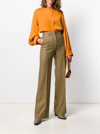 Shop Etro Houndstooth Print Trousers In Green