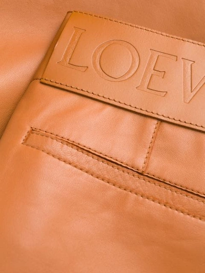 Shop Loewe Asymmetric Leather Skirt In Brown
