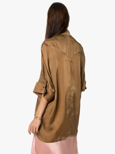 Shop Rejina Pyo Scarf Detail Shirt In Brown