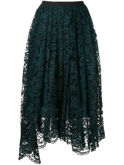 Shop Antonio Marras Pleated Lace Skirt In Blue