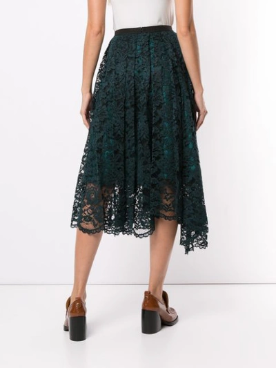 Shop Antonio Marras Pleated Lace Skirt In Blue