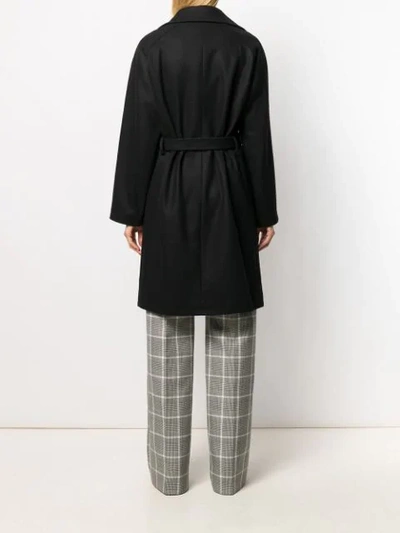 Shop Apc Belted Coat In Black