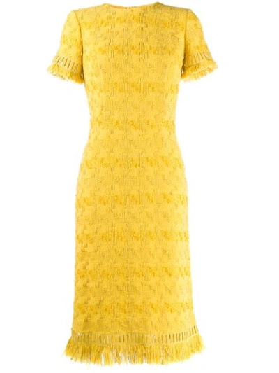 Shop Ermanno Scervino Fringed Midi Dress In Yellow
