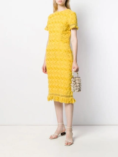 Shop Ermanno Scervino Fringed Midi Dress In Yellow