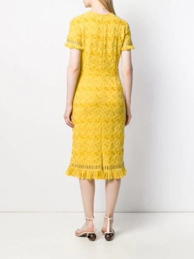Shop Ermanno Scervino Fringed Midi Dress In Yellow
