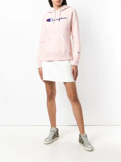 Shop Champion Logo Embroidered Hoodie - Pink