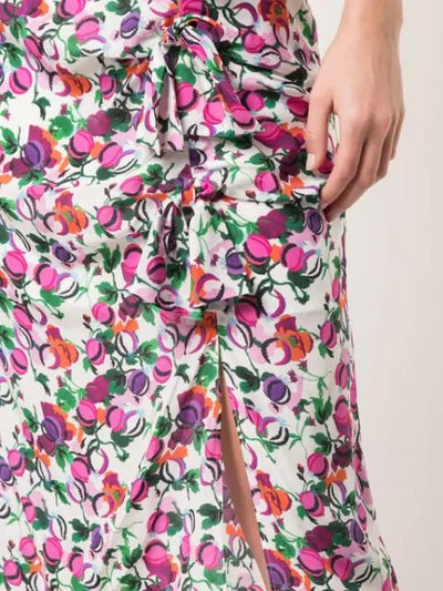 Shop Saloni Floral Draped Midi Skirt In Multicolour