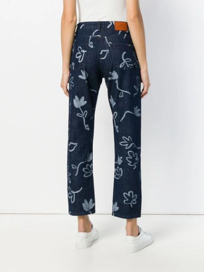 Shop Ps By Paul Smith Artistic Printed Cropped Jeans - Blue