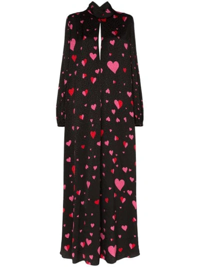 Shop Racil Barbara Heart Print Maxi Dress In Black