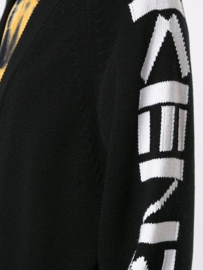 Shop Kenzo Logo Zipped Cardigan In Black