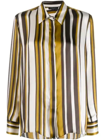 Shop Antonelli Striped Silk Shirt In Yellow