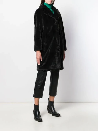 Shop Stand Studio Faux Fur Trench Coat In Black