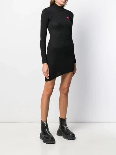 Shop Gcds Ribbed Mini Dress In Black
