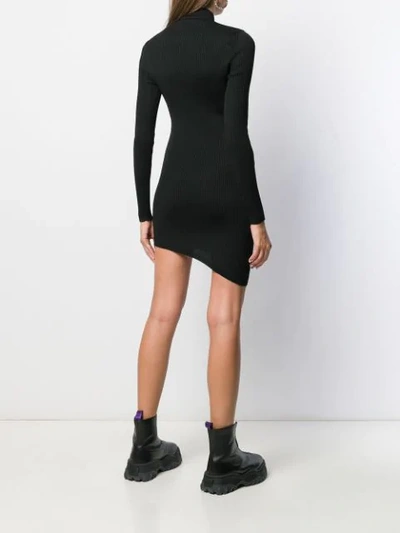 Shop Gcds Ribbed Mini Dress In Black