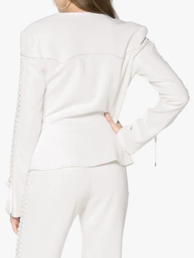 Shop Jonathan Simkhai Lace-up Sleeve Zip Jacket - White