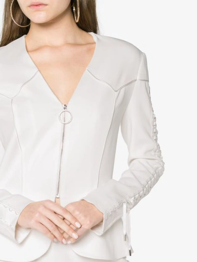 Shop Jonathan Simkhai Lace-up Sleeve Zip Jacket - White
