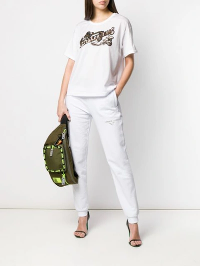 Shop Versace Jeans Logo Sweat Pants In White