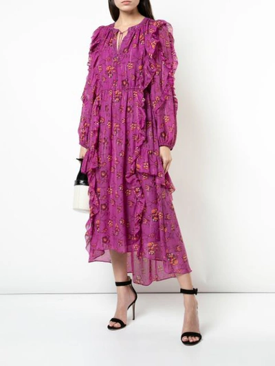 Shop Ulla Johnson Floral Print Dress In Purple