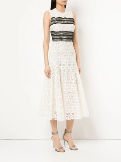 Shop Giambattista Valli Contrast Panel Lace Dress - White