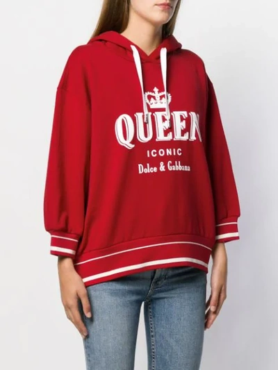 Shop Dolce & Gabbana Queen Iconic Print Hoodie In Red