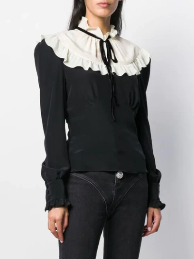 Shop Alessandra Rich Ruffled Collar Blouse In Black