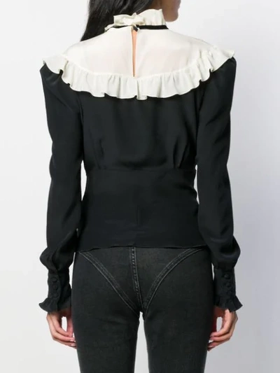 Shop Alessandra Rich Ruffled Collar Blouse In Black