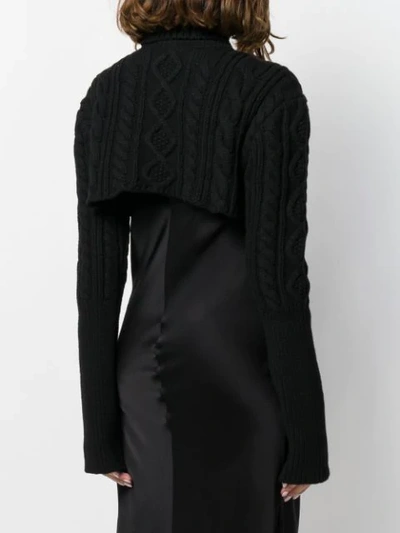 Shop Andrea Ya'aqov Cable Knit Cropped Jumper In 09 Black