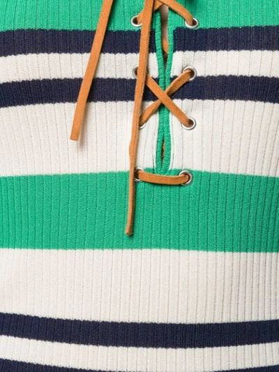 Shop Miu Miu Striped Knitted Dress In Green