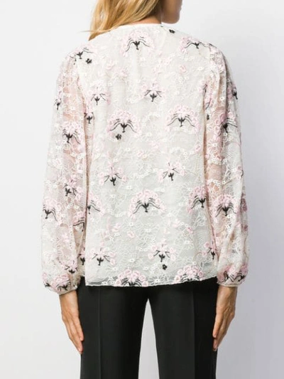 Shop Giambattista Valli Floral Embroidery Blouse In Neutrals