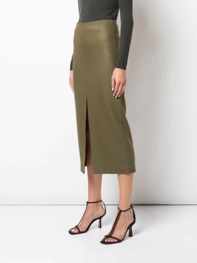 Shop Adam Lippes Front Slit Pencil Skirt In Green