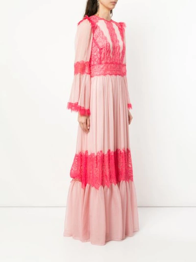 Shop Tadashi Shoji Lace Maxi Dress In Pink