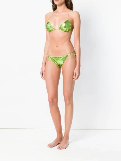 Shop Oseree Metallic Bikini Set In Green