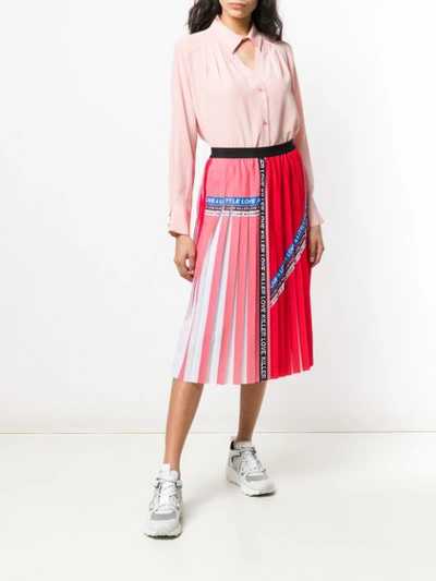 Shop Pinko Printed Pleated Midi Skirt In Red