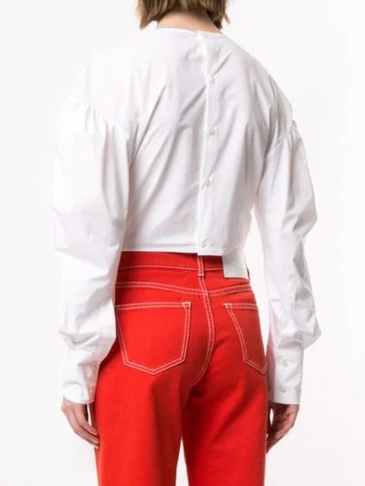 Shop Msgm Longsleeved Wrap Shirt In White