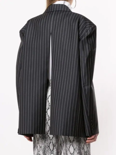 Shop We11 Done Striped Double Breasted Blazer In Black