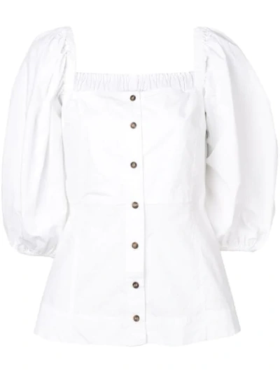 Shop Ganni Peplum Blouse In White