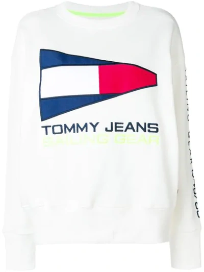 Shop Tommy Jeans Logo Sweatshirt In White