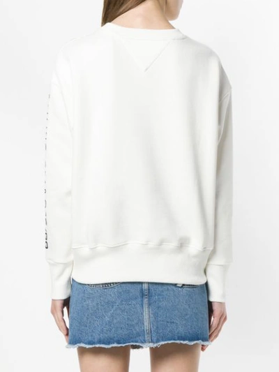 Shop Tommy Jeans Logo Sweatshirt In White