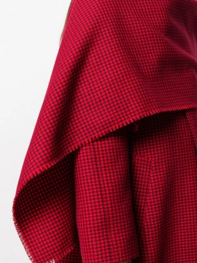 BALENCIAGA HOUNDSTOOTH SCARF COAT - 红色