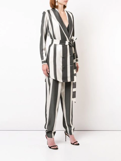 Shop Michelle Mason Wide Striped Elongated Jacket - Black