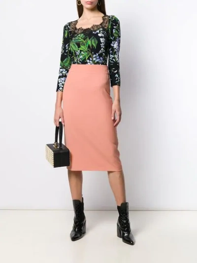 Shop Blumarine High-waisted Pencil Skirt In Pink