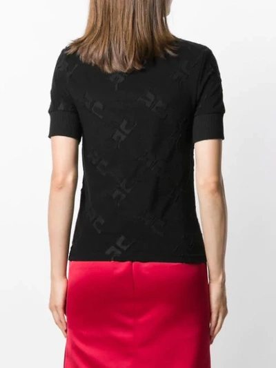Shop Courrèges Short-sleeve Embroidered Top In Black