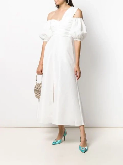 Shop Self-portrait Asymmetrisches Plisseekleid In White