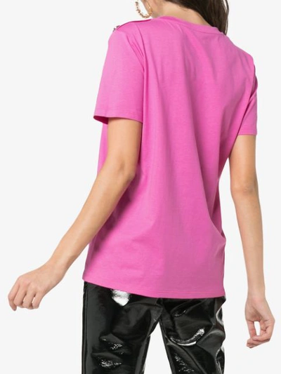 Shop Balmain Paris Logo Cotton T-shirt In C2030 Pink