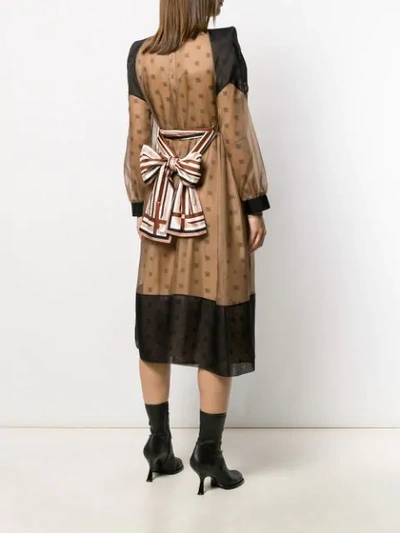 Shop Fendi Karligraphy Motif Princess Cut Dress In Brown