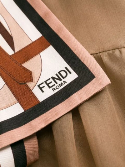 Shop Fendi Karligraphy Motif Princess Cut Dress In Brown