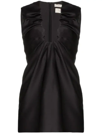 Shop Bottega Veneta Ruched Satin Tank Top In Black